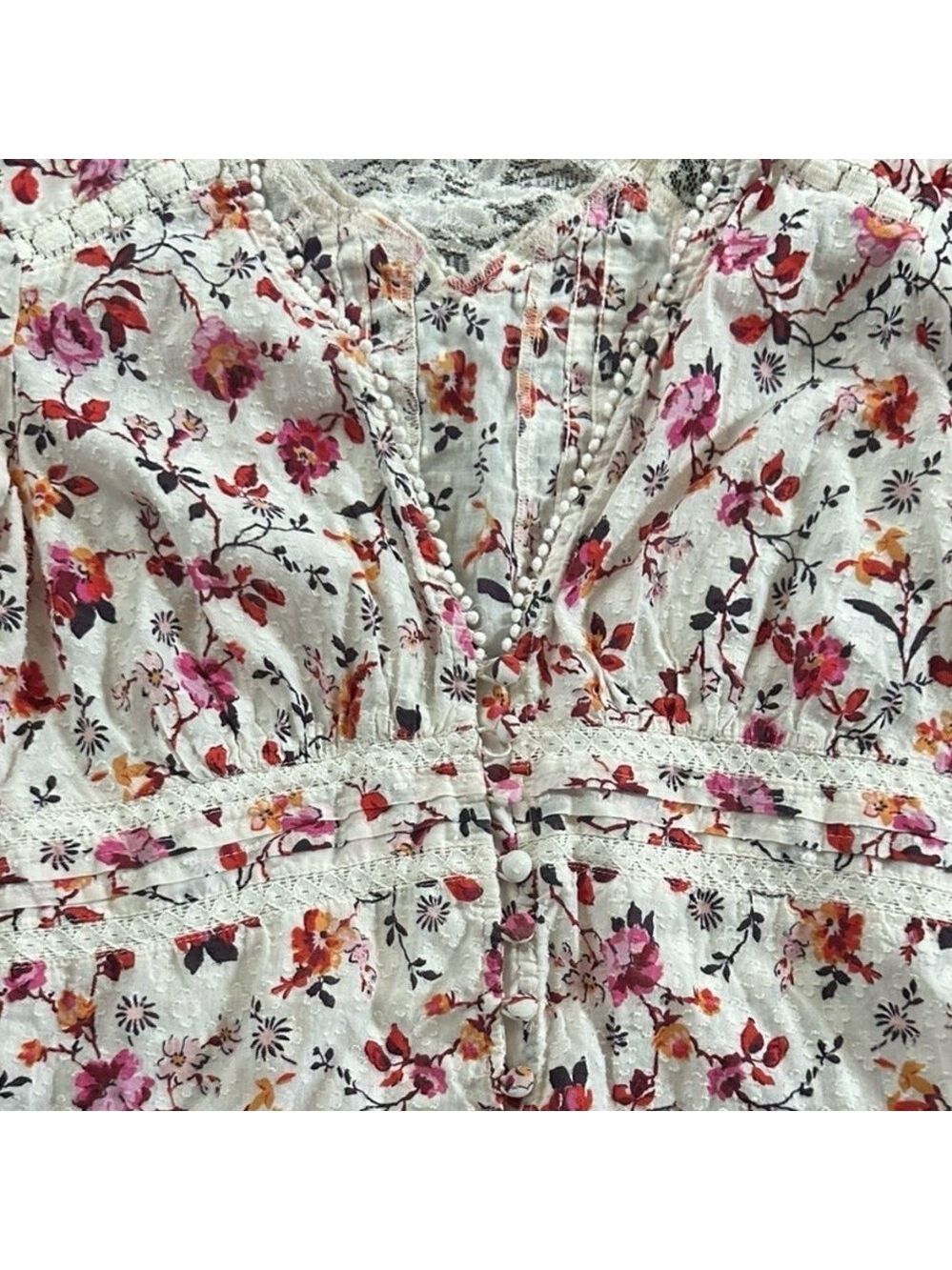 Anthropologie-Floral lace long sleeve blouse-Size 4-EUC - Picture 10 of 13